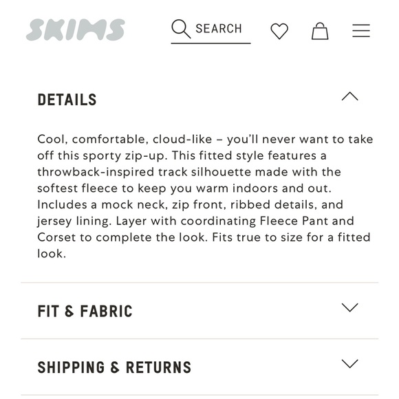 NWT Skims Fitted Fleece Track Jacket - Picture 3 of 7